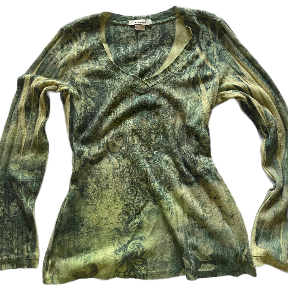 green boho vintage long sleeve top y2k
